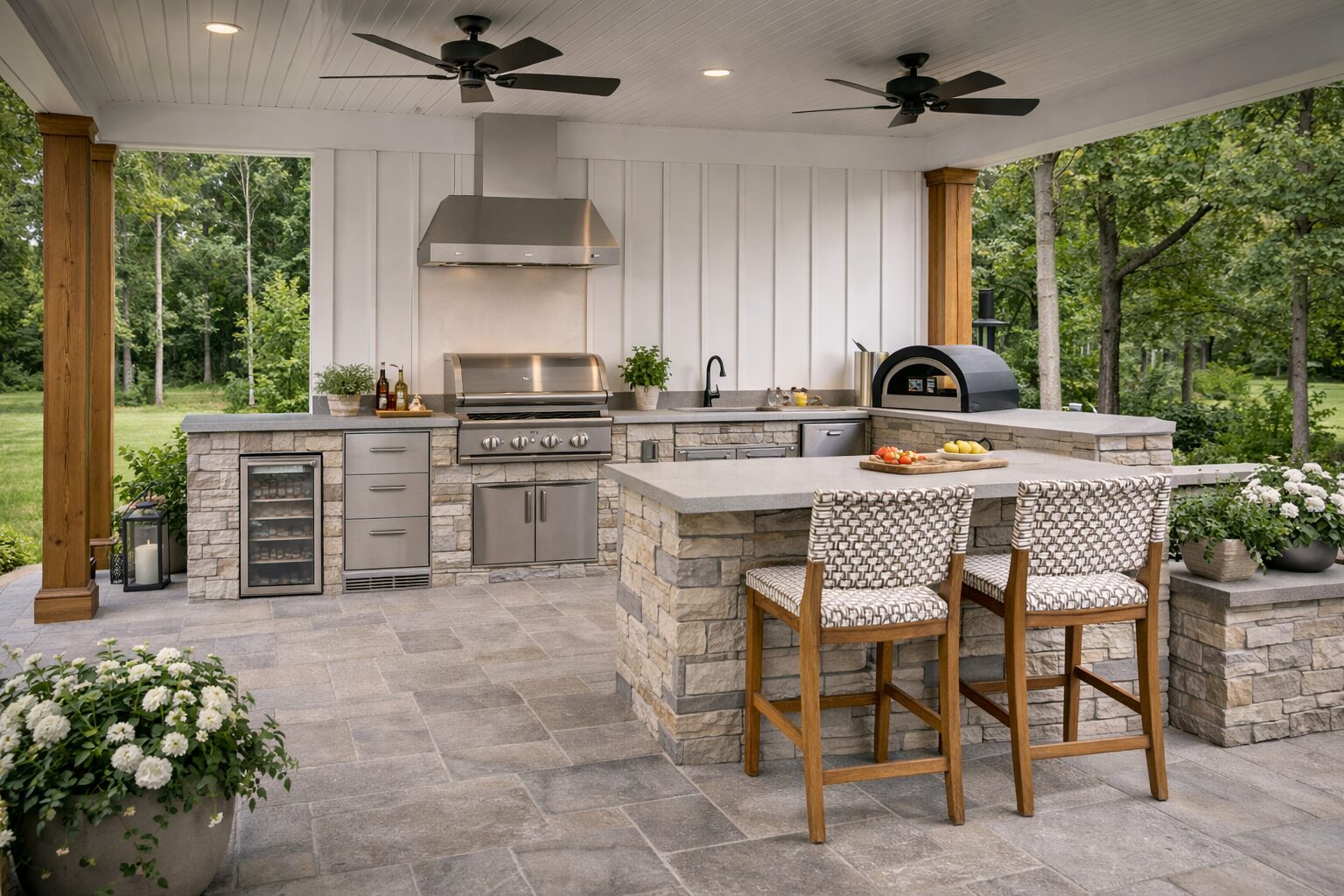 Outdoor kitchen with rustic charm